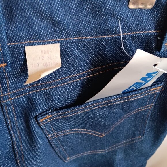 24x27 12 SLIM Vintage 1970's Boys Jeans RAW INDIGO DENIM STRAIGHT JEANS USA NEW - Picture 5 of 6